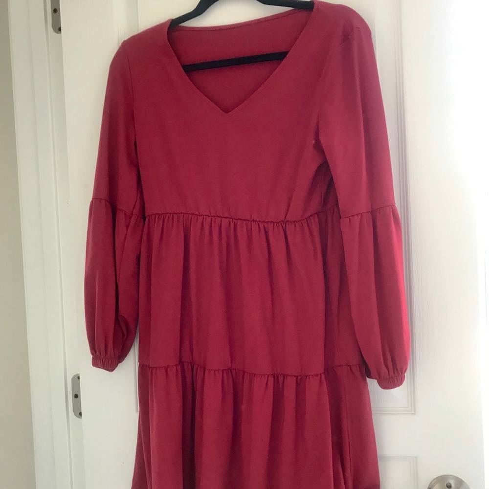 Red Ruffled Mini Dress - Picture 3 of 4